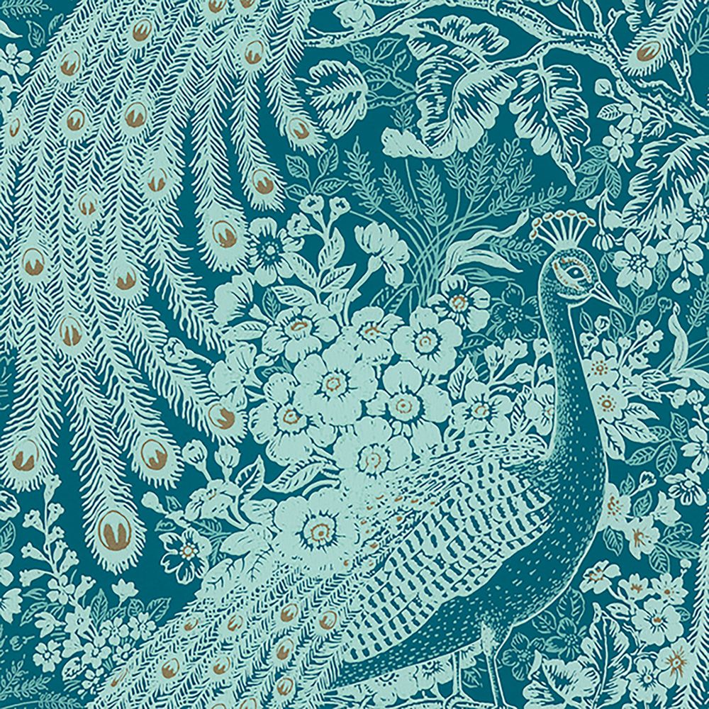 JF Fabrics 5274-62 W7971 Wonderland Wallcoverings Non Woven Peacock Half Drop Wallpaper