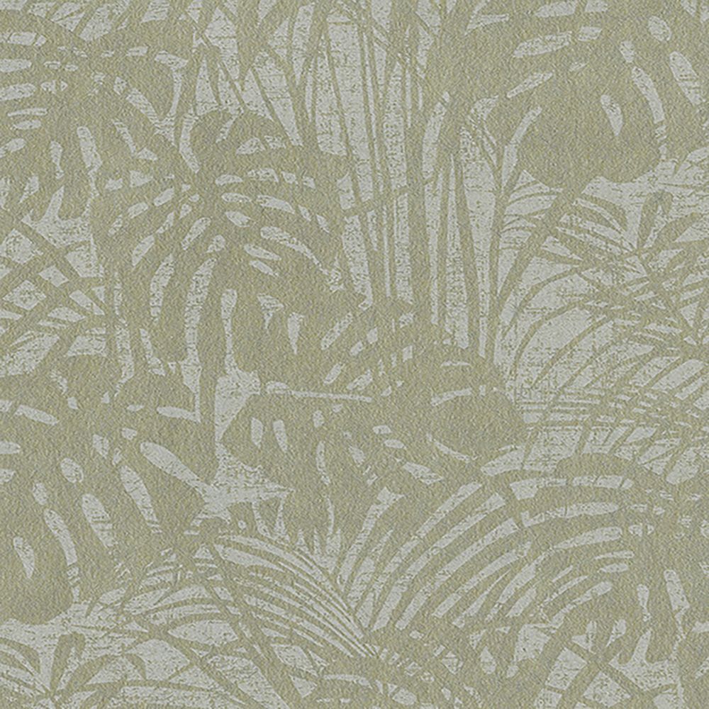 JF Fabrics 5278-71 W7971 Wonderland Wallcoverings Non Woven Foiled Palm Leaves Straight Match Wallpaper