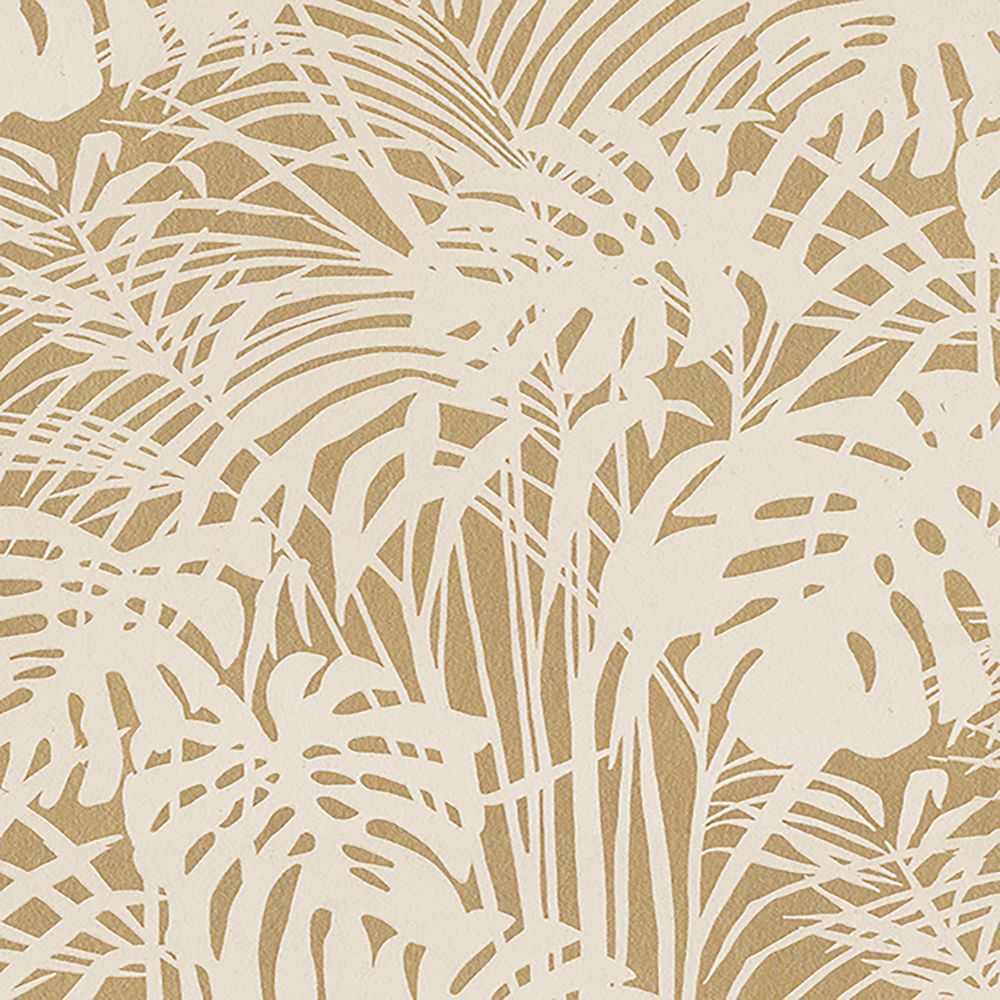 JF Fabrics 5279-16 W7971 Wonderland Wallcoverings Non Woven Metallic Palm Leaves Straight Match Wallpaper