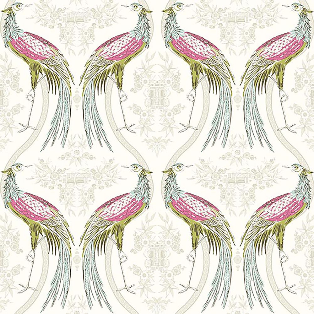 JF Fabrics 7001-43 W7481 Wedgwood Wallcoverings Non Woven Peacock Straight Match Wallpaper