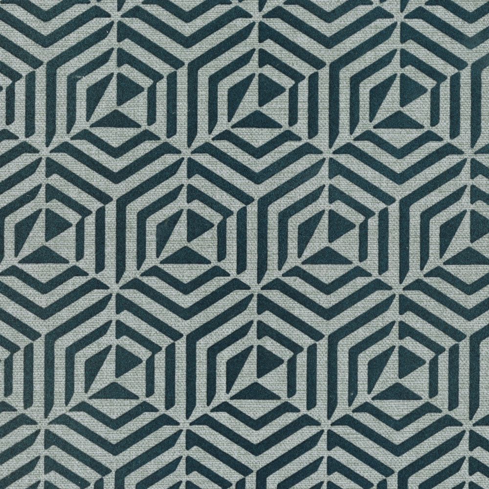 JF Fabrics 8158 68W9071 Mayfair Geometric Wallcovering in Teal / Blue