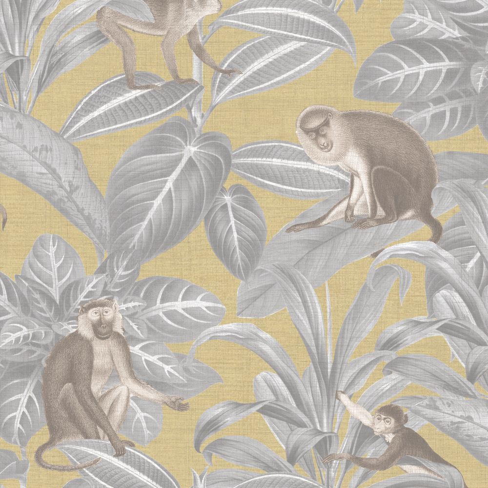 JF Fabric 8188 16W9081 Wallcovering in Grey, Gold, Mustard, Yellow, Taupe, Mauve