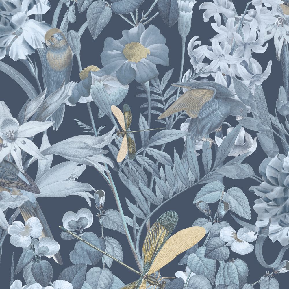 JF Fabrics 8191 67W9081 Wallcovering in Blue, Teal, Silver, Yellow