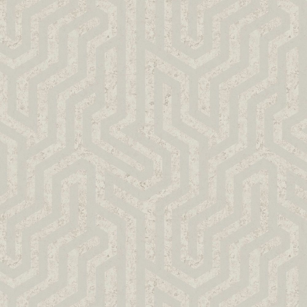 JF Fabrics 8220 18W9331 Wallcovering in Cream, White, Silver