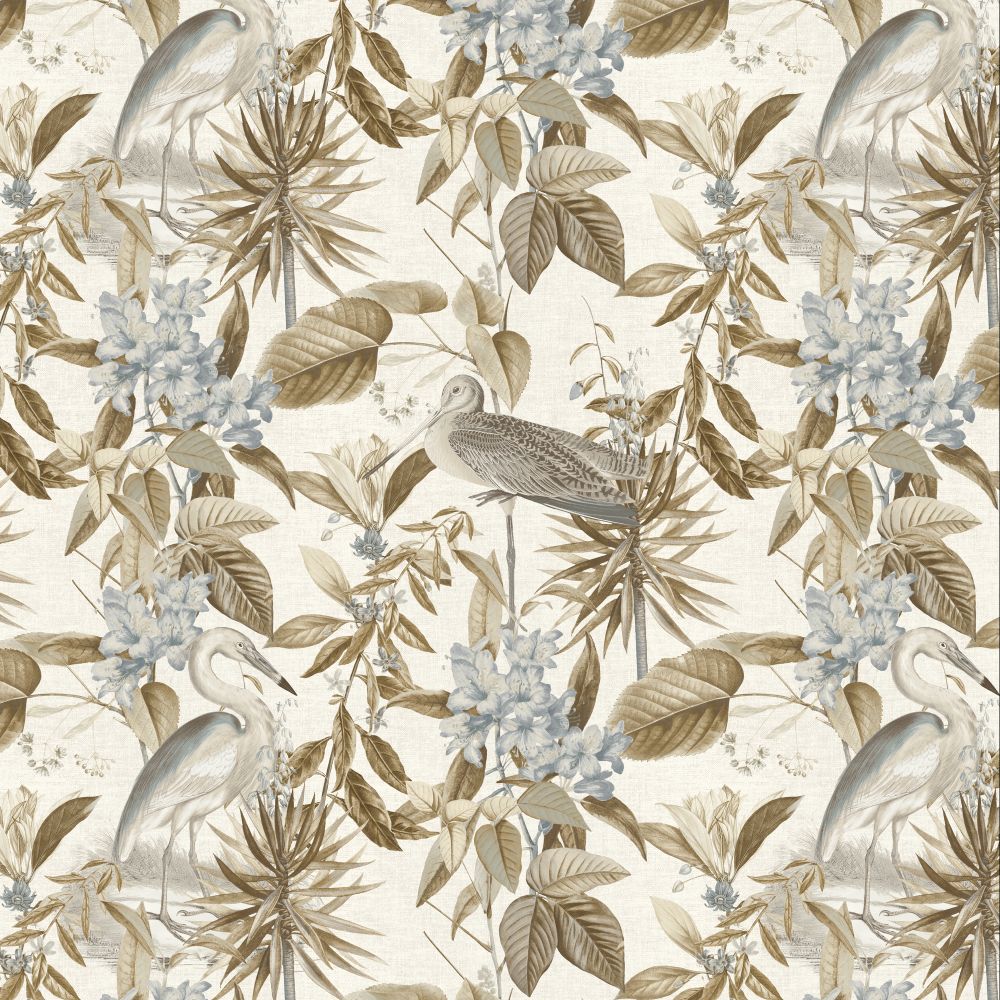 JF Fabric 8229 35W9441 Wallcovering in Blue, Brown, White, Grey