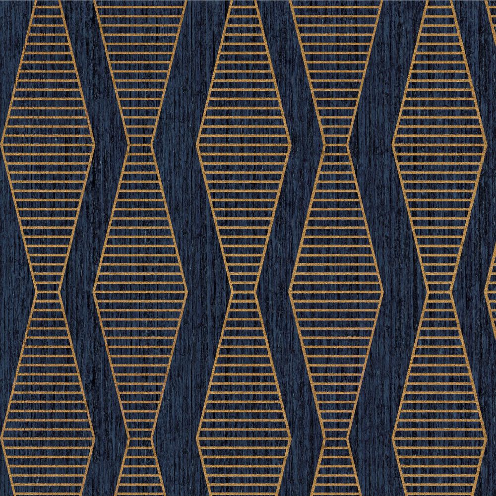 JF Fabrics 9223 68WS131 Indochine Vol. 2 Texture Wallcovering in Blue / Copper