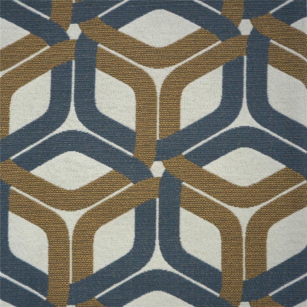 JF Fabric BAYER 63J6521 Fabric in Blue,Brown,Creme,Beige,Offwhite,Taupe