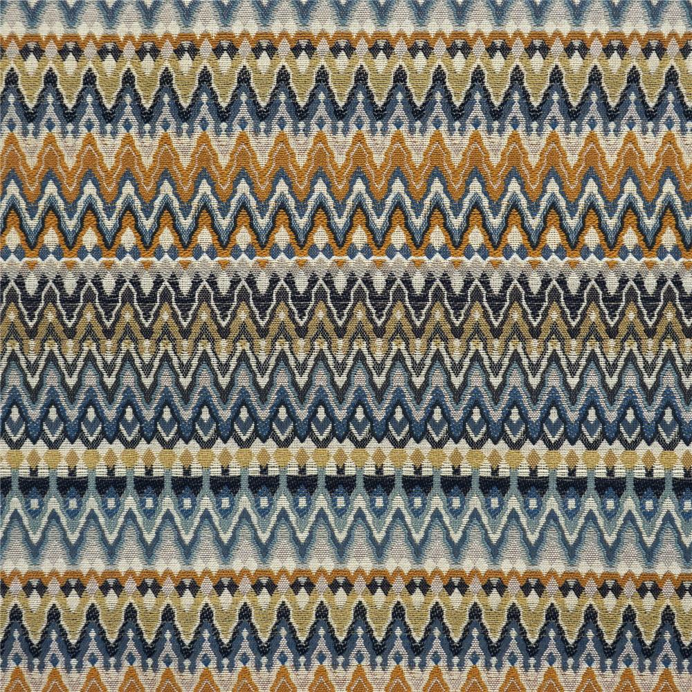 JF Fabrics BERKO 64J6521 Fabric in Blue; Creme; Beige; Yellow; Gold