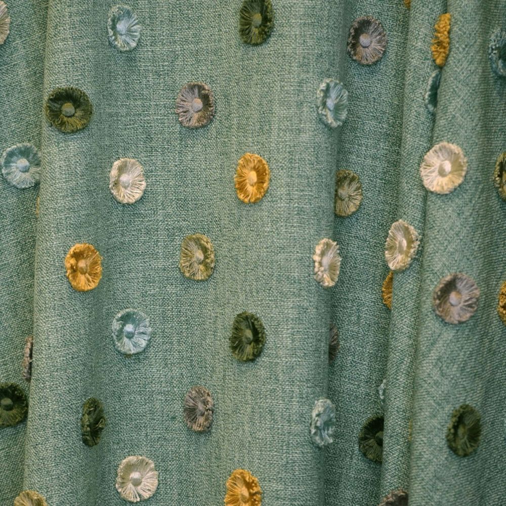 JF Fabric BUTTONS 76J9161 Fabric in Green, Teal