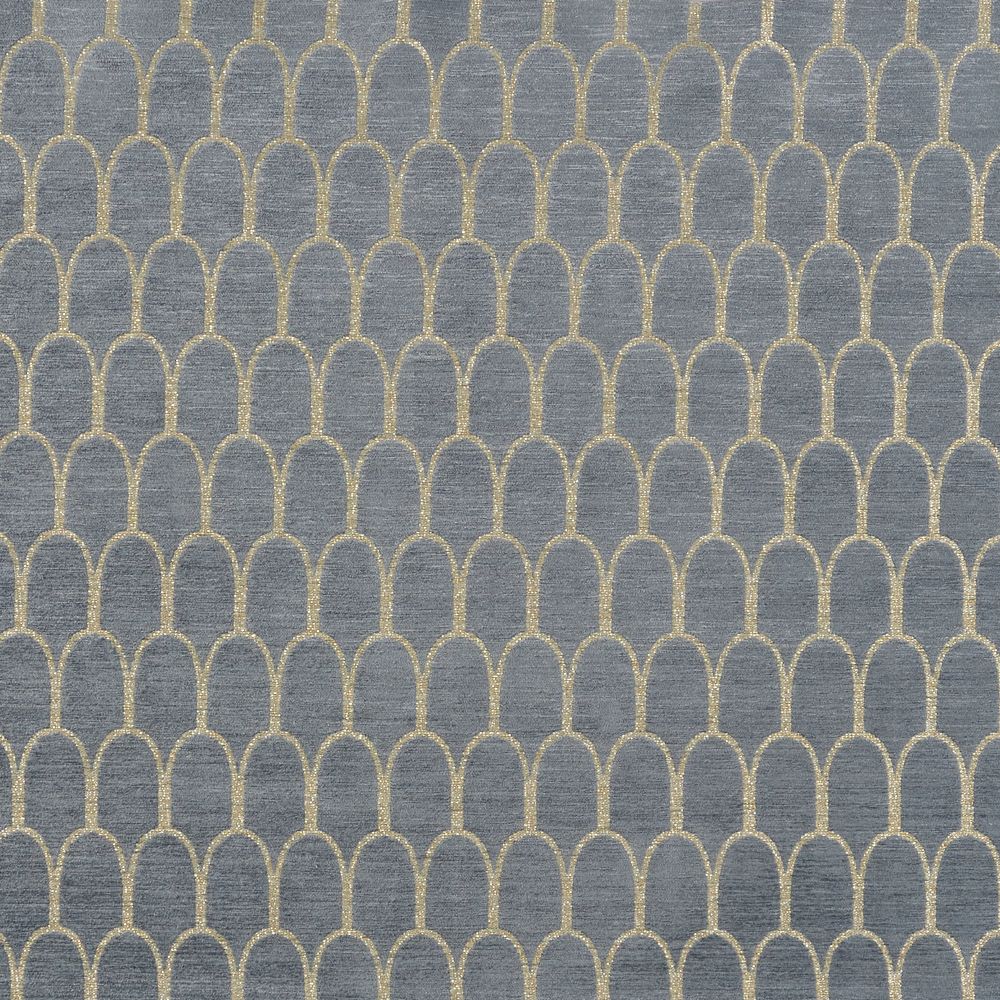 JF Fabrics GLITTER 66J8921 Velocity Crypton Home Geometric Fabric in Blue / Grey / Gold