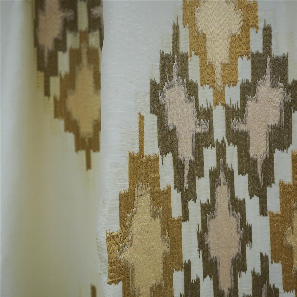 JF Fabric INCA 15SJ101 Fabric in Creme,Beige,Green,Offwhite,Yellow,Gold