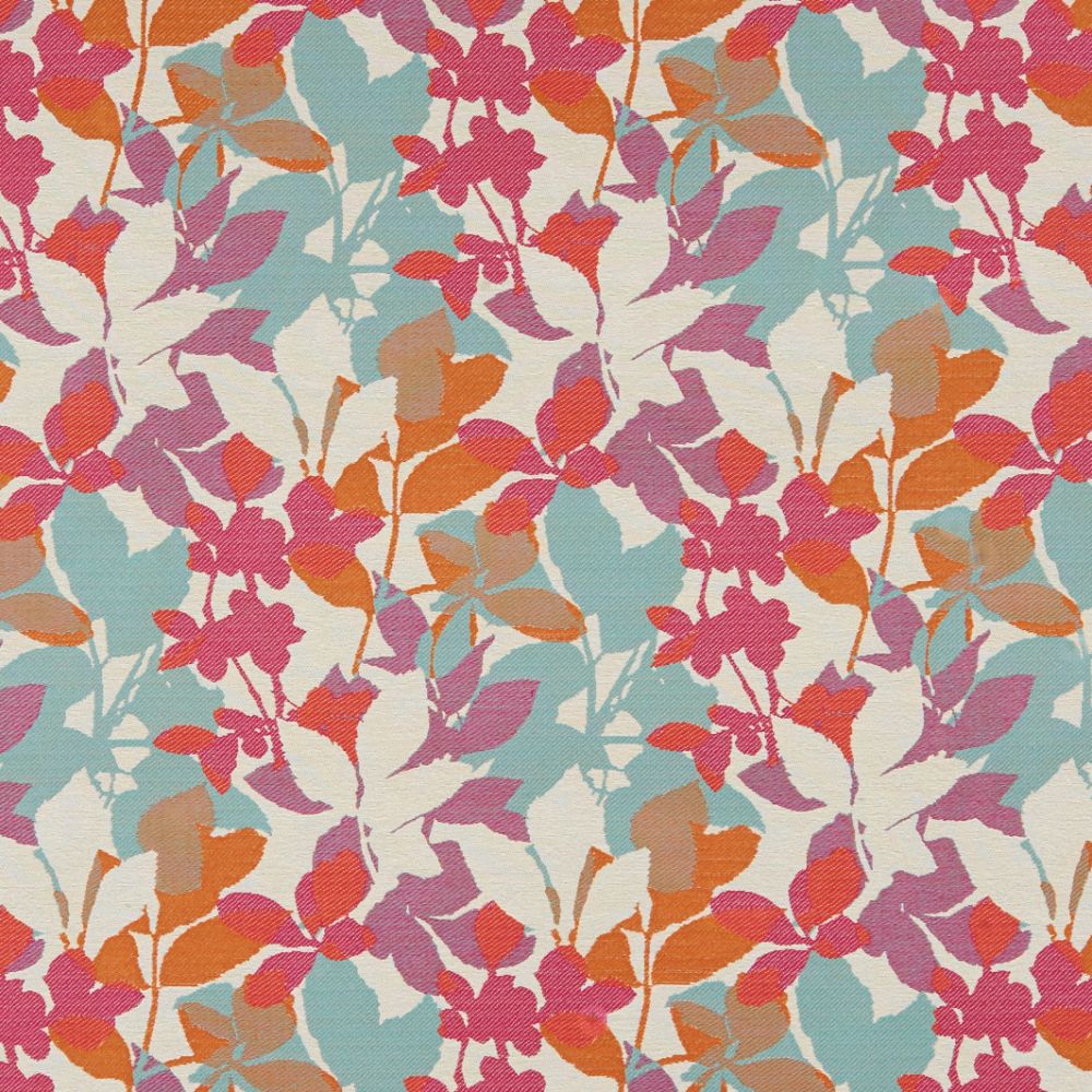 JF Fabric LEAFLET 46J8401 Fabric in Blue,Pink
