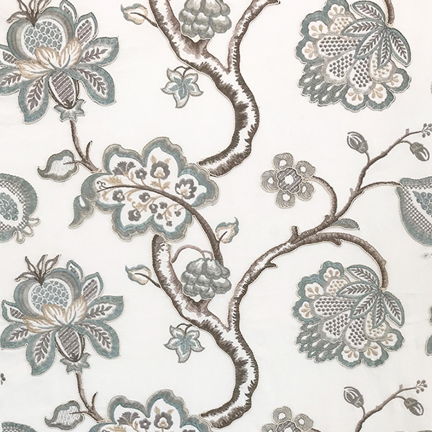 JF Fabric LEAP-63 Color Concepts Silver Sage Embroidered Large Floral Fabric