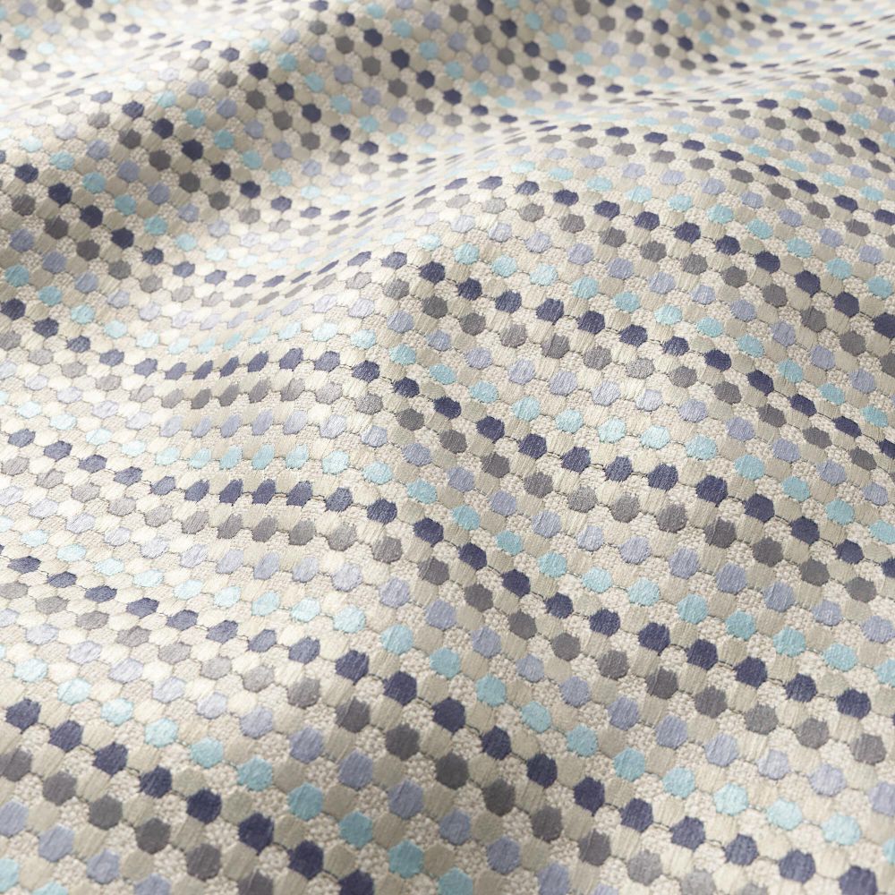 JF Fabrics MISCHIEF 68J9161 Drapery Fabric in Blue, Navy, Grey
