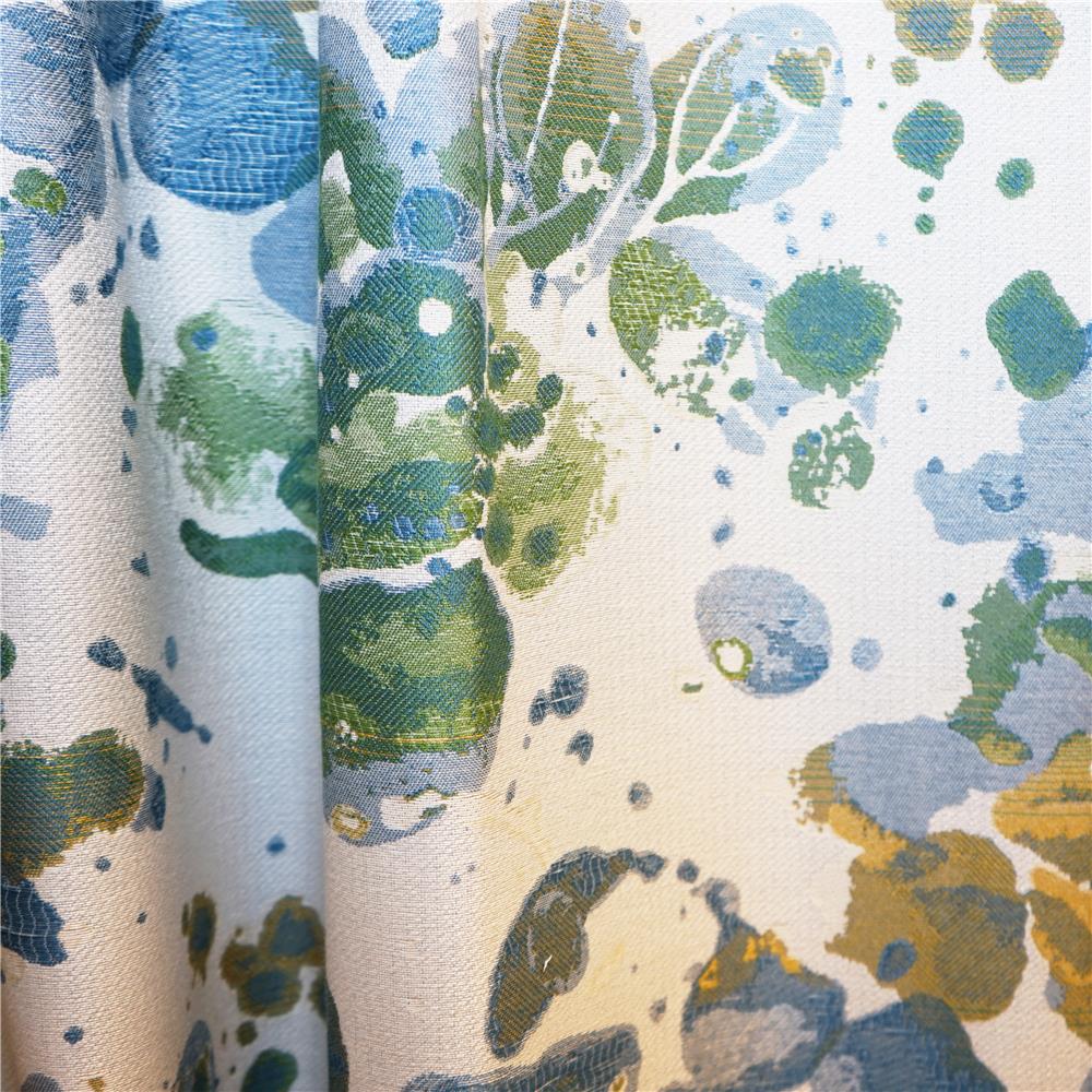 JF Fabrics PINDELL 65SJ101 Fabric in Blue; Creme; Beige; Green; Offwhite; Yellow; Gold