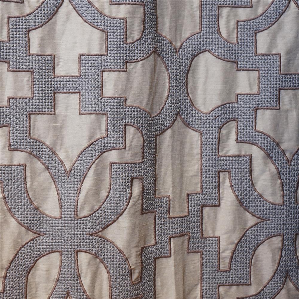 JF Fabric PORTICO 96SJ101 Fabric in Blue,Grey,Silver,Taupe