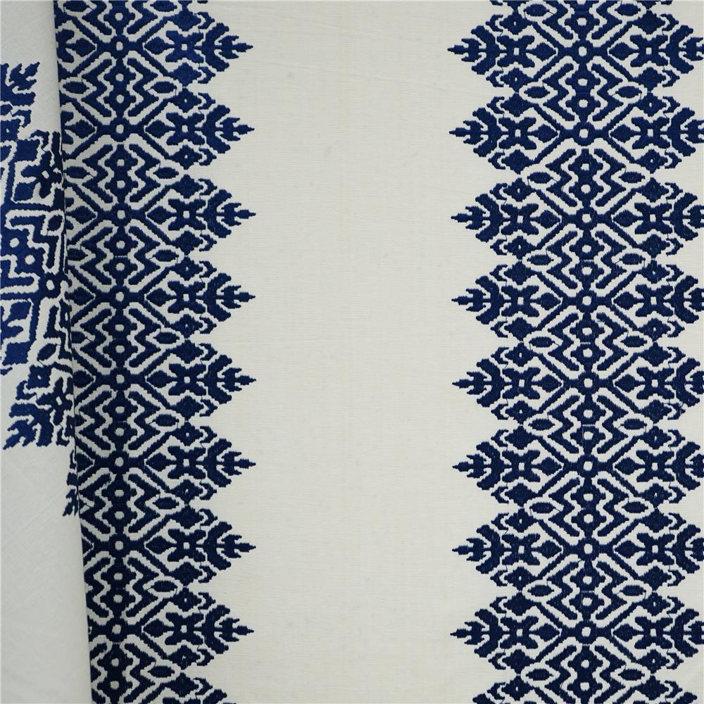 JF Fabric RAYA 66SJ101 Fabric in Blue,Creme,Beige,Offwhite