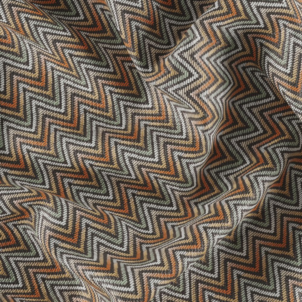 JF Fabrics SABRINA 23J9011 Charmed Geometric Fabric in White / Orange / Sage / Beige / Black