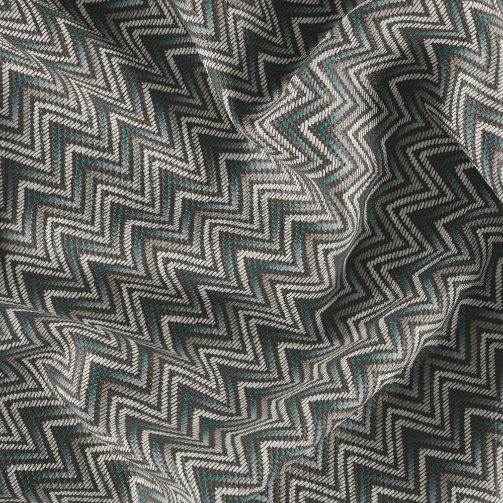 JF Fabrics SABRINA 61J9011 Charmed Geometric Fabric in Teal / Grey / White / Black