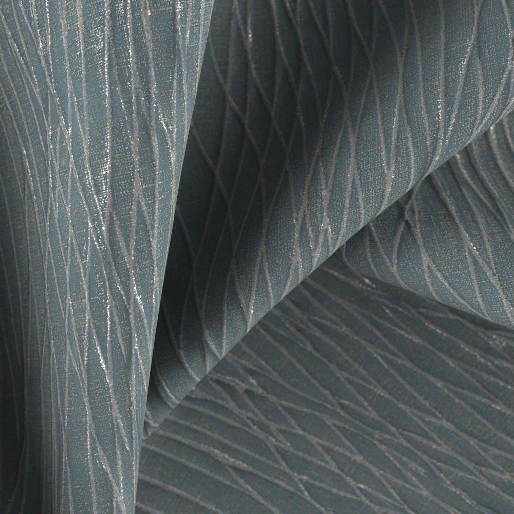 JF Fabrics TRANCE 64J9011 Charmed Metallic Fabric in Blue / Gold