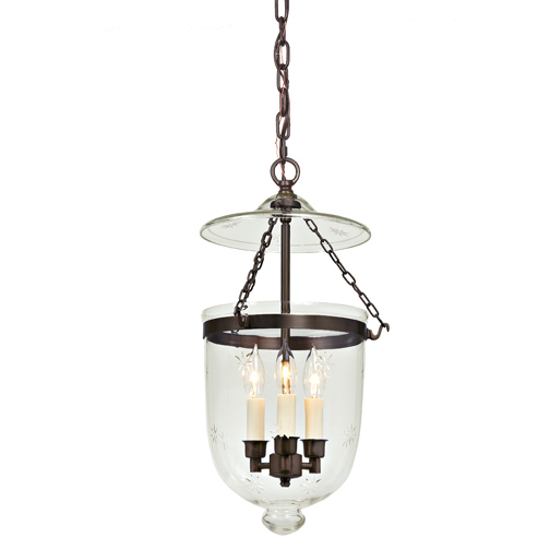 JVI Designs 1021-08 Medium bell jar lantern with star glass in Oil Rubbed Bronze