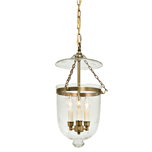 JVI Designs 1021-10 Medium bell jar lantern with star glass in Rubbed Brass