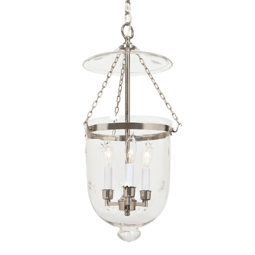 JVI Designs 1021-15 Medium bell jar lantern with star glass in Polished Nickel