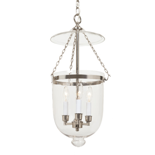JVI Designs 1023-15 Medium bell jar lantern with clear glass in Polished Nickel