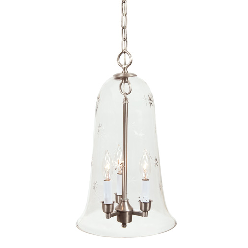 JVI Designs 1038-17 Large elongated bell jar pendant with star glass in Pewter