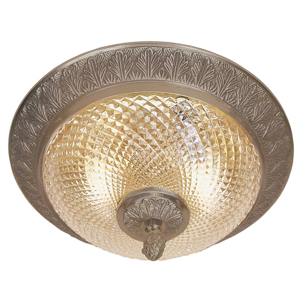 JVI Designs 1070-02 Small cast brass flush mount with crystal glass in Weathered Bronze