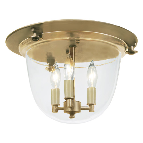 JVI Designs 1157-10 Classic flush mount bell lantern with clear glass in Rubbed Brass