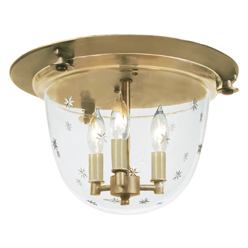 JVI Designs 1158-10 Classic flush mount bell lantern with tiny star glass in Rubbed Brass