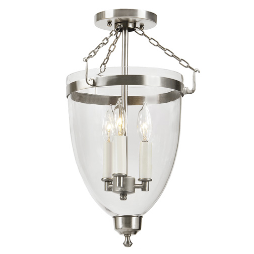 JVI Designs 1162-17 Three light danbury bell glass lantern clear glass in Pewter