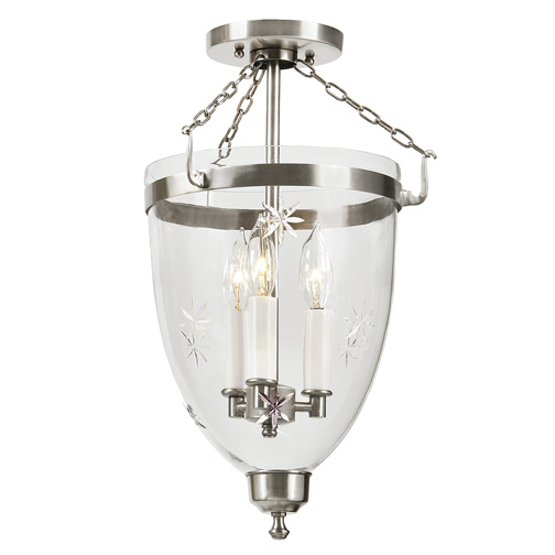 JVI Designs 1163-17 Three light danbury bell glass lantern star glass in Pewter