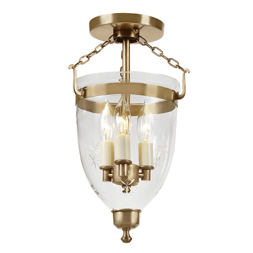 JVI Designs 1166-10 Three light danbury bell glass lantern star glass in Rubbed Brass