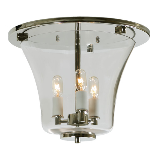 JVI Designs 1181-15 Three light greenwich flush mount bell lantern in Polished Nickel