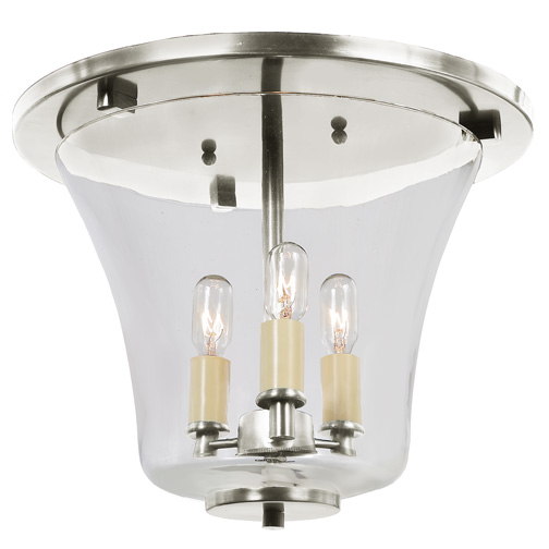 JVI Designs 1181-17 Three light greenwich flush mount bell lantern in Pewter