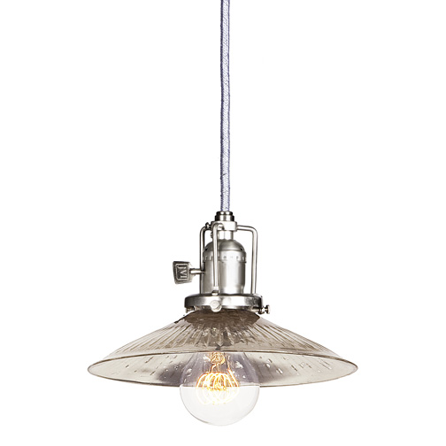 JVI Designs 1200-17 S1-SR One light Union Square pendant pewter finish 8" Wide, antique mercury ribbed mouth blown glass shade