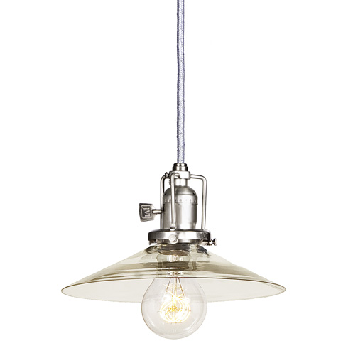 JVI Designs 1200-17 S1 One light Union Square pendant pewter finish 8" Wide, clear mouth blown glass shade