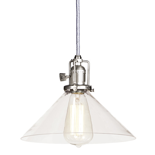 JVI Designs 1200-17 S2 One light Union Square pendant pewter finish 10" Wide, clear mouth blown glass shade