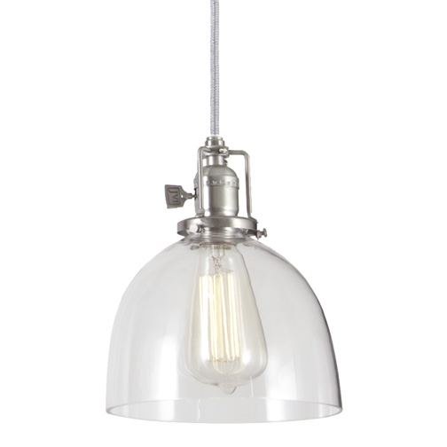 JVI Designs 1200-17 S5 One light Union Square pendant pewter finish 7" Wide, clear mouth blown glass shade
