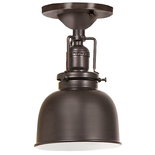 JVI Designs 1202-08 M2 One light Union Square ceiling mount oil rubbed bronze finish 5" Wide metal shade, inside finish white