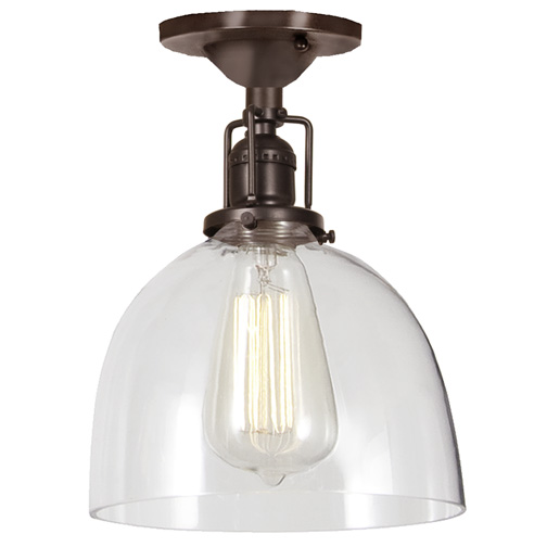 JVI Designs 1202-08 S5 One light Union Square ceiling mount oil rubbed bronze finish 7" Wide, clear mouth blown glass shade