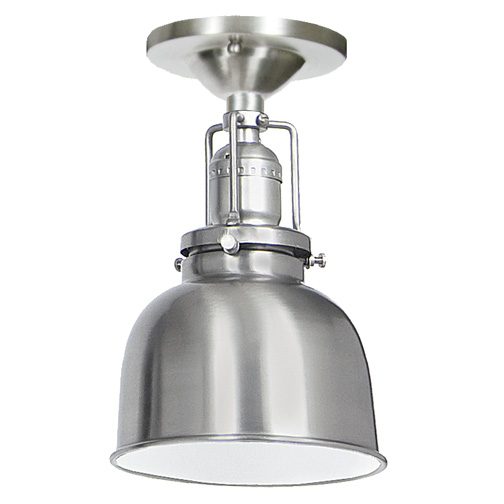JVI Designs 1202-17 M2 One light Union Square ceiling mount pewter finish 5" Wide metal shade, inside finish white