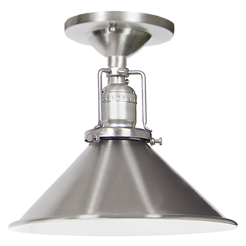 JVI Designs 1202-17 M3 One light Union Square ceiling mount pewter finish 8" Wide metal shade, inside finish white