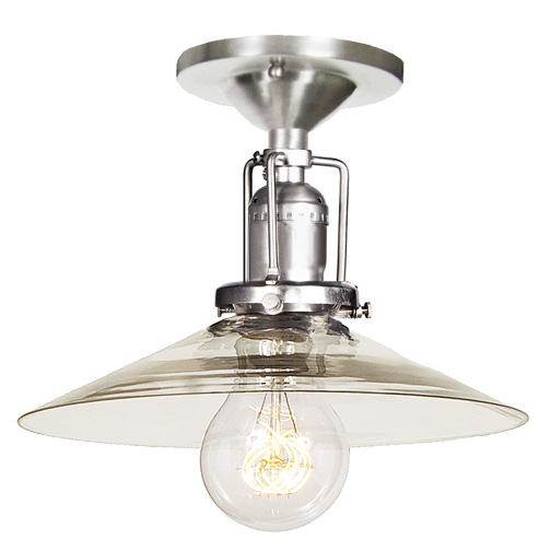 JVI Designs 1202-17 S1 One light Union Square ceiling mount pewter finish 8" Wide, clear mouth blown glass shade