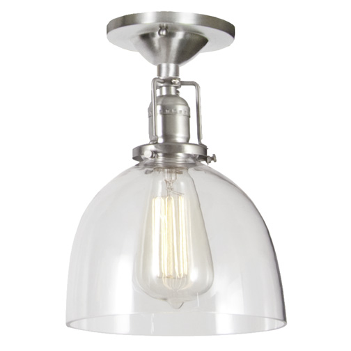JVI Designs 1202-17 S5 One light Union Square ceiling mount pewter finish 7" Wide, clear mouth blown glass shade