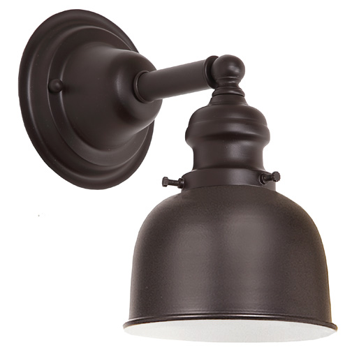 JVI Designs 1210-08 M2 One light Union Square wall sconce oil rubbed bronze finish 5" Wide metal shade, inside finish white