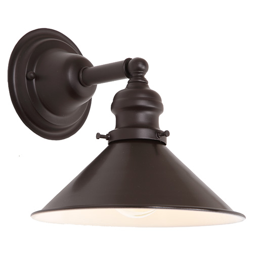 JVI Designs 1210-08 M3 One light Union Square wall sconce oil rubbed bronze finish 8" Wide metal shade, inside finish white