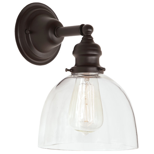 JVI Designs 1210-08 S5 One light Union Square wall sconce oil rubbed bronze finish 7" Wide, clear mouth blown glass shade